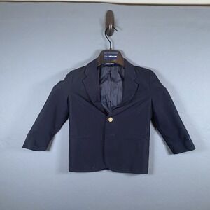 Nautica Boys Size 5 Regular Navy Blue‎ 2-Button Blazer Sport Coat Gold Buttons